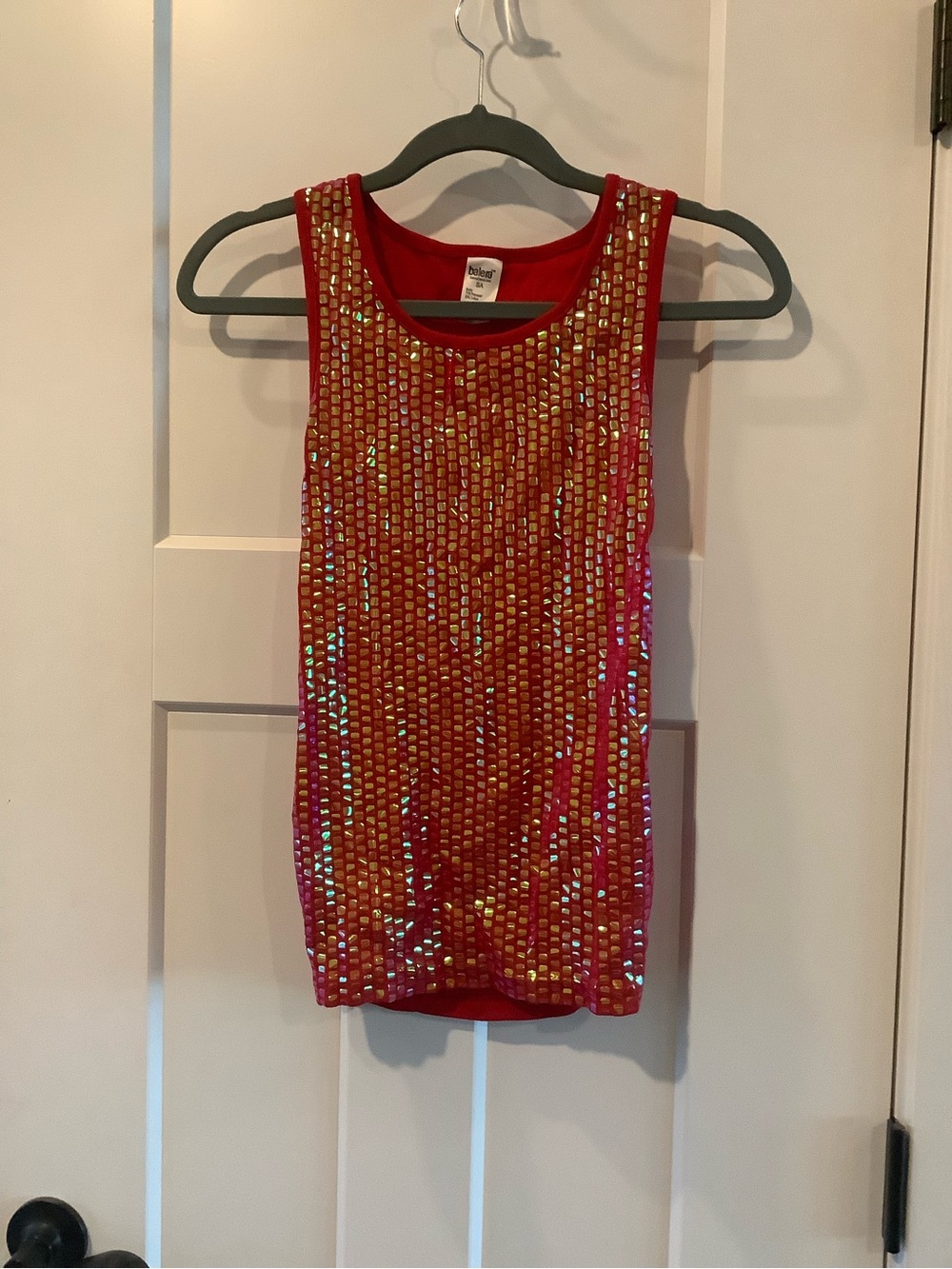 balera Red Sequin Tank Dress for Girls